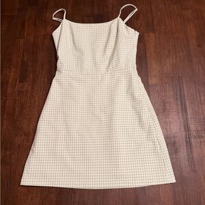 Wilfred Spaghetti Strap A-Line Dress in Cream Gingham